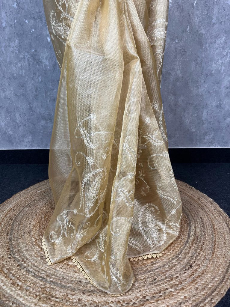 SEMI TISSUE SILK EMBROIDERY SAREE - Image 2