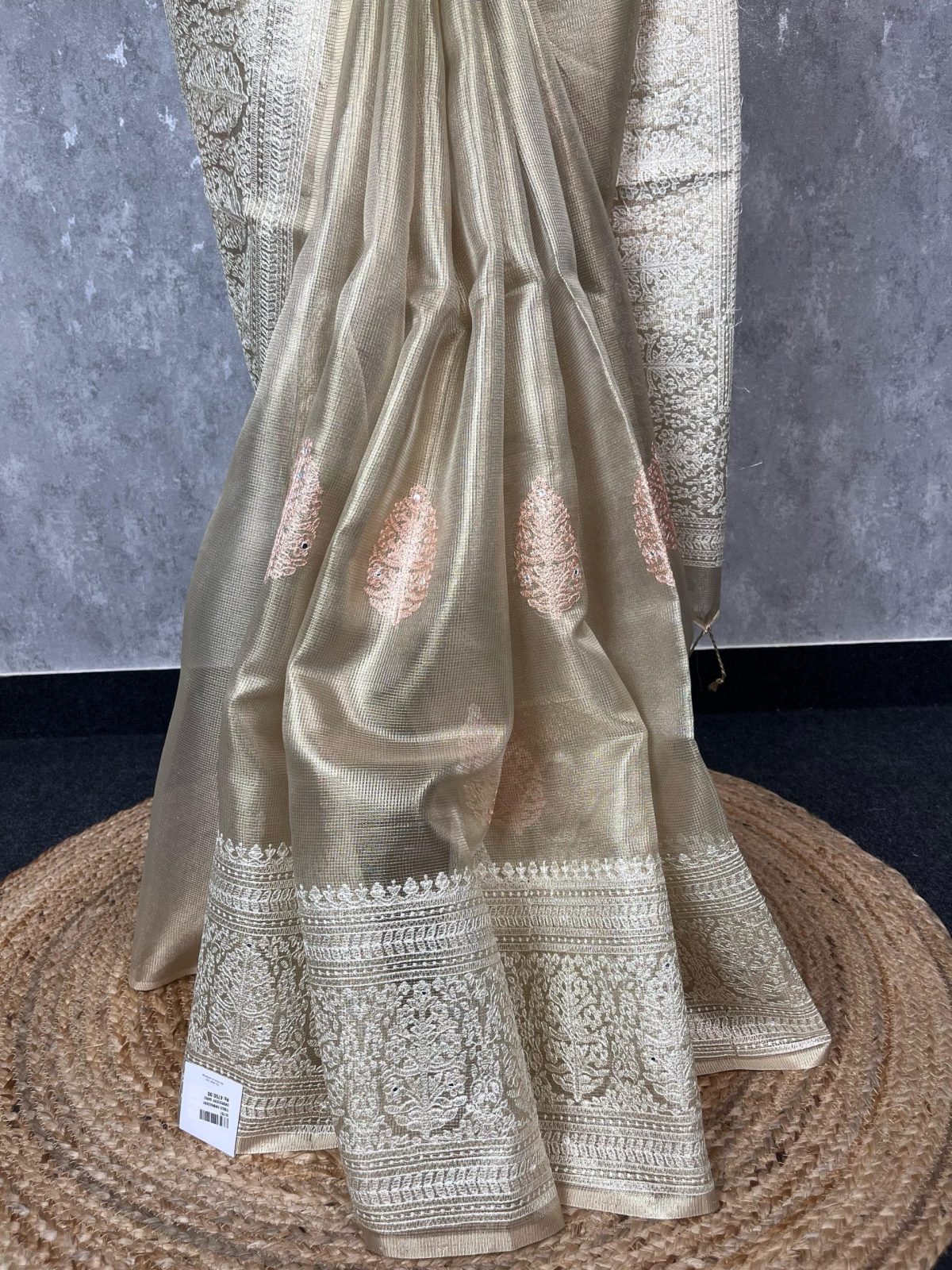 TISSUE EMBROIDERY SAREE - Image 3