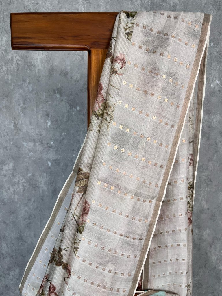 KORA MUSLIN PRINTED SAREE - Image 3