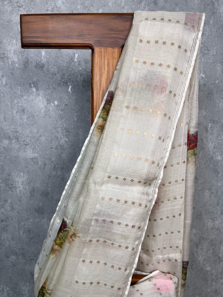KORA MUSLIN PRINTED SAREE - Image 2