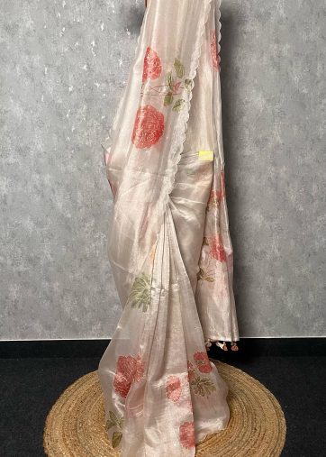 TISSUE SILK ORGANZA EMBROIDERY SAREE