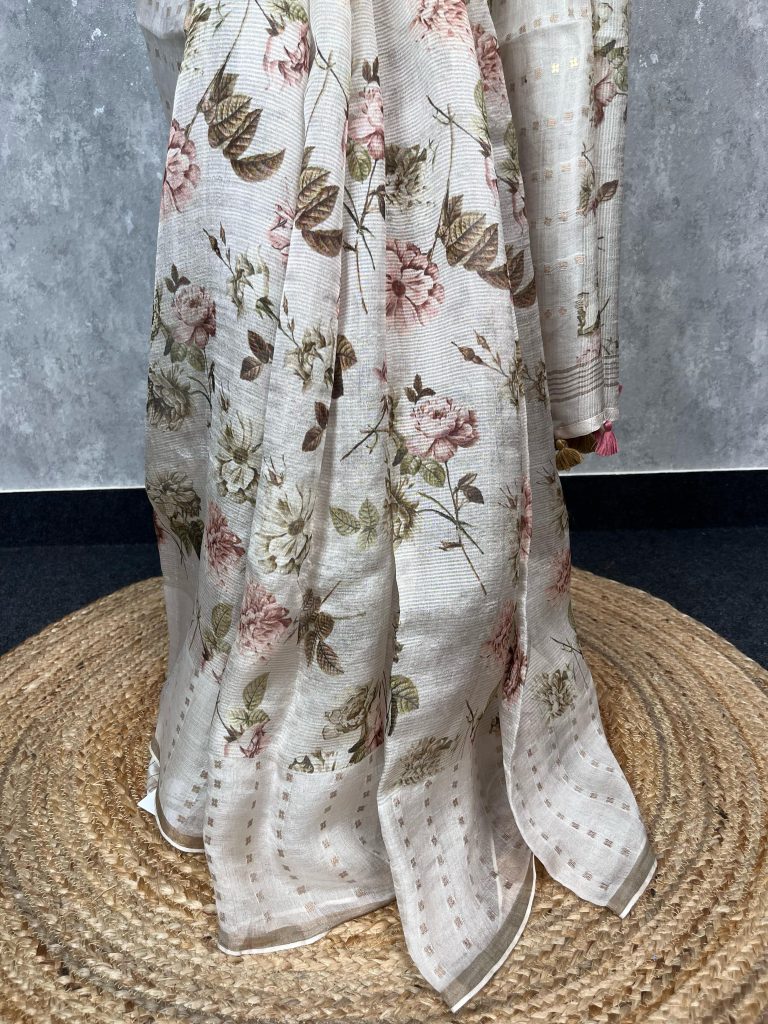 KORA MUSLIN PRINTED SAREE - Image 2