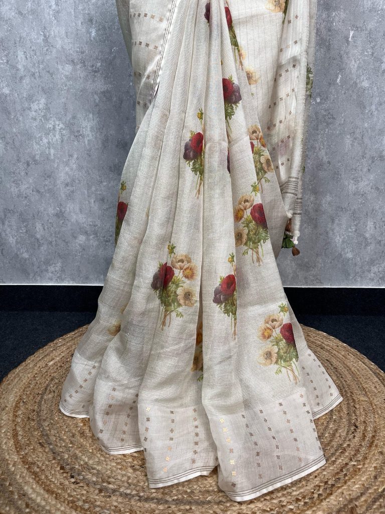 KORA MUSLIN PRINTED SAREE - Image 3