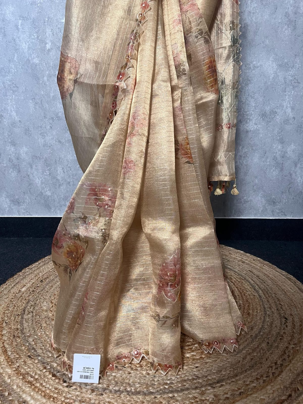 TISSUE SILK ORGANZA EMBROIDERY SAREE - Image 2