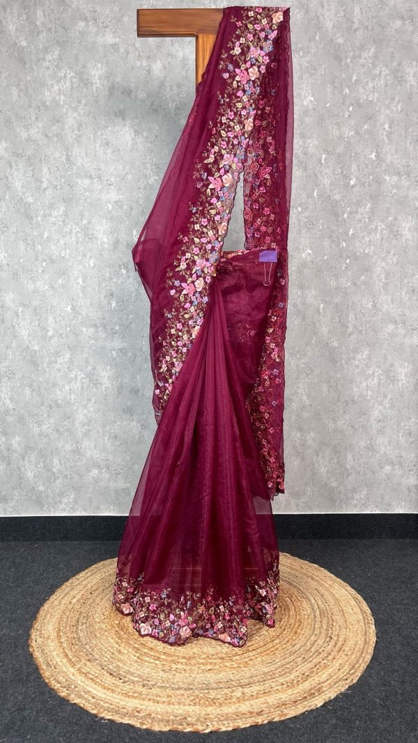 ORGANZA HAND EMBROIDERY SAREE