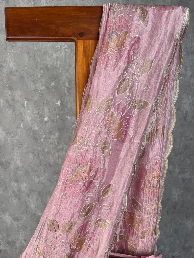 TISSUE SILK ORGANZA HAND PAINTED SAREE - Image 2