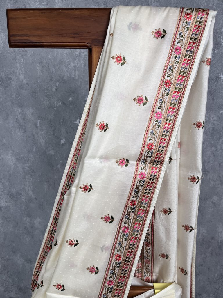 SEMI TUSSAR EMBROIDERY SAREE - Image 2