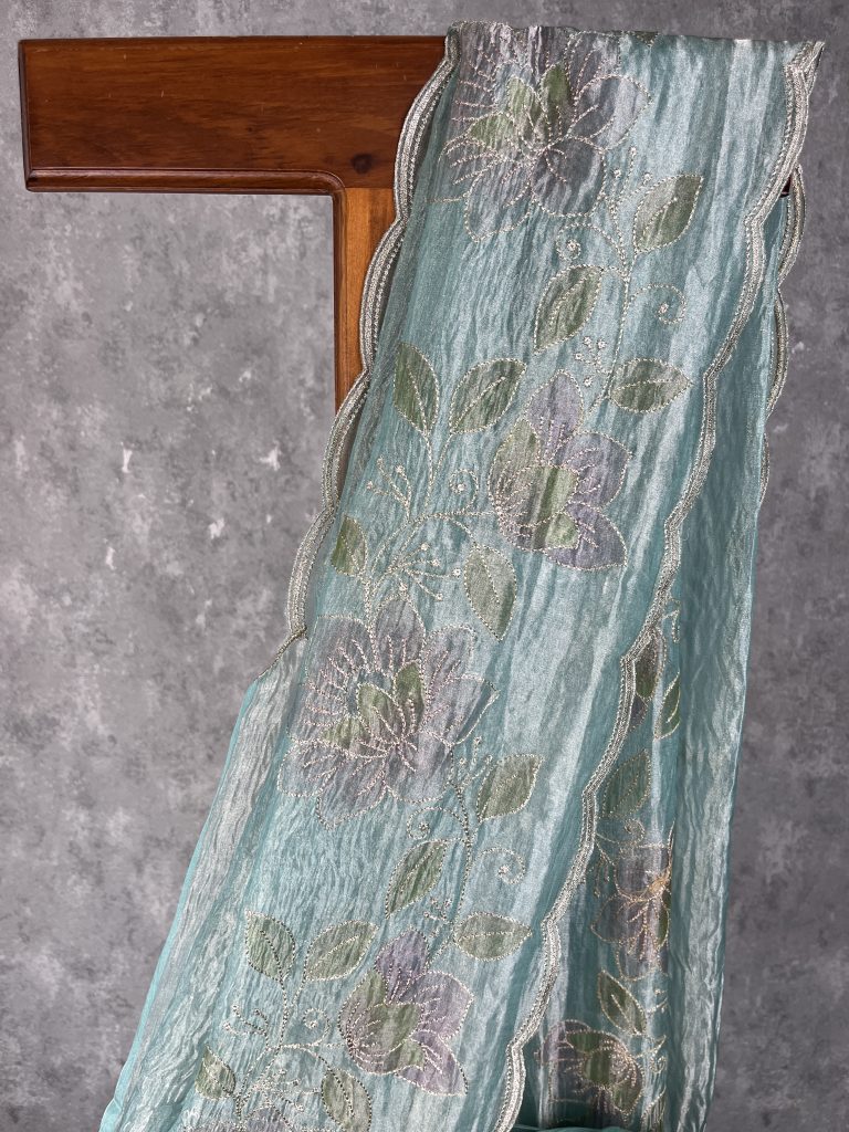 TISSUE SILK ORGANZA HAND PAINTED SAREE - Image 2