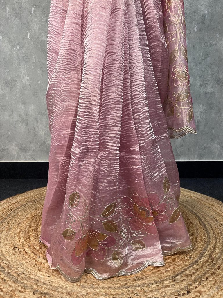TISSUE SILK ORGANZA HAND PAINTED SAREE - Image 3