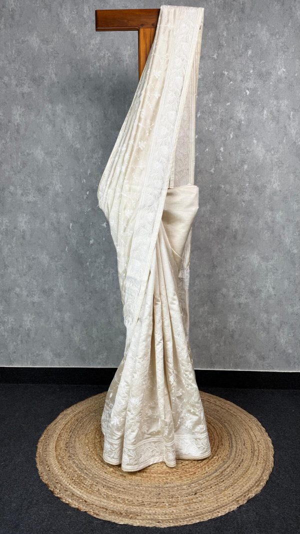 SEMI TUSSAR EMBROIDERY SAREE