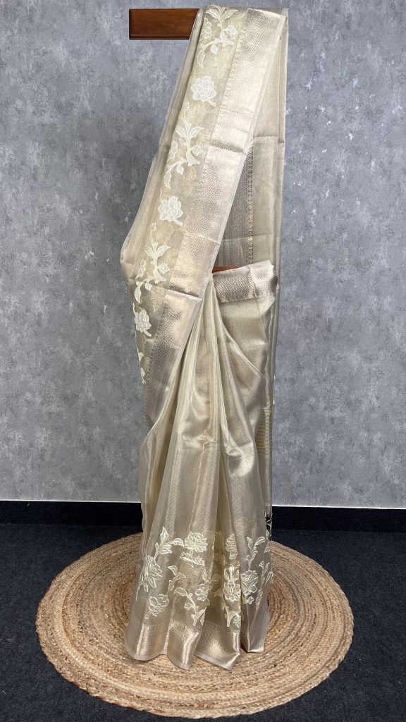 TISSUE KOTA APPLIQUE EMBROIDERY SAREE