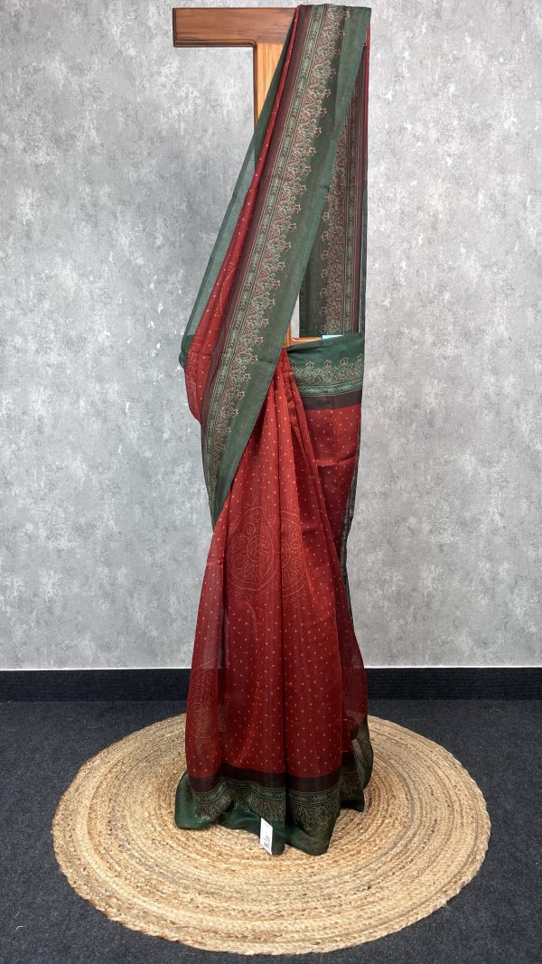 SEMI LINEN PRINTED SAREE