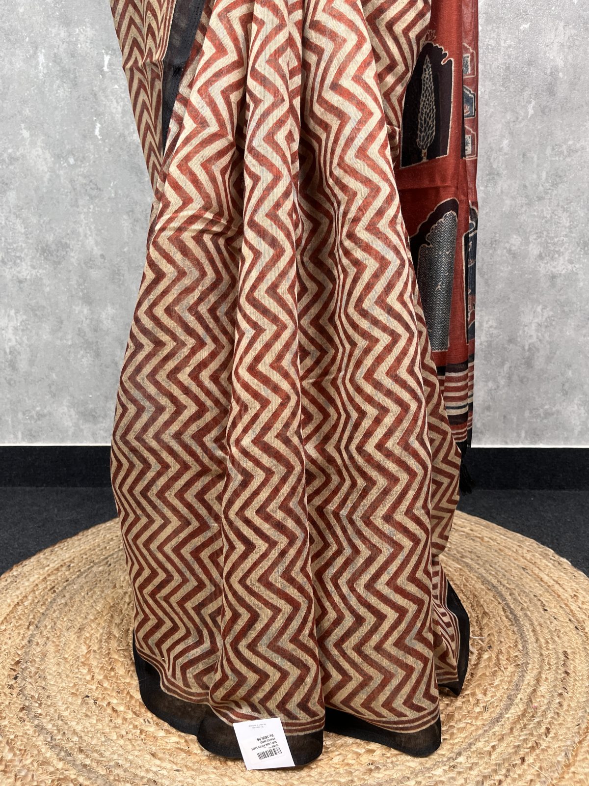 SEMI LINEN PRINTED SAREE - Image 3