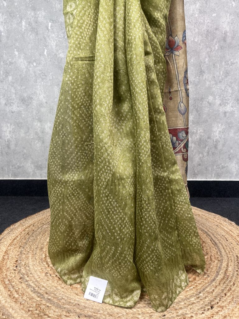 SEMI LINEN PRINTED SAREE - Image 3