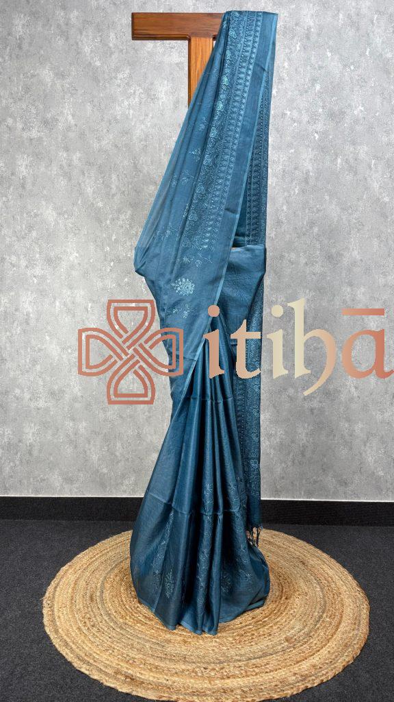 TUSSAR SILK EMBROIDERY SAREE
