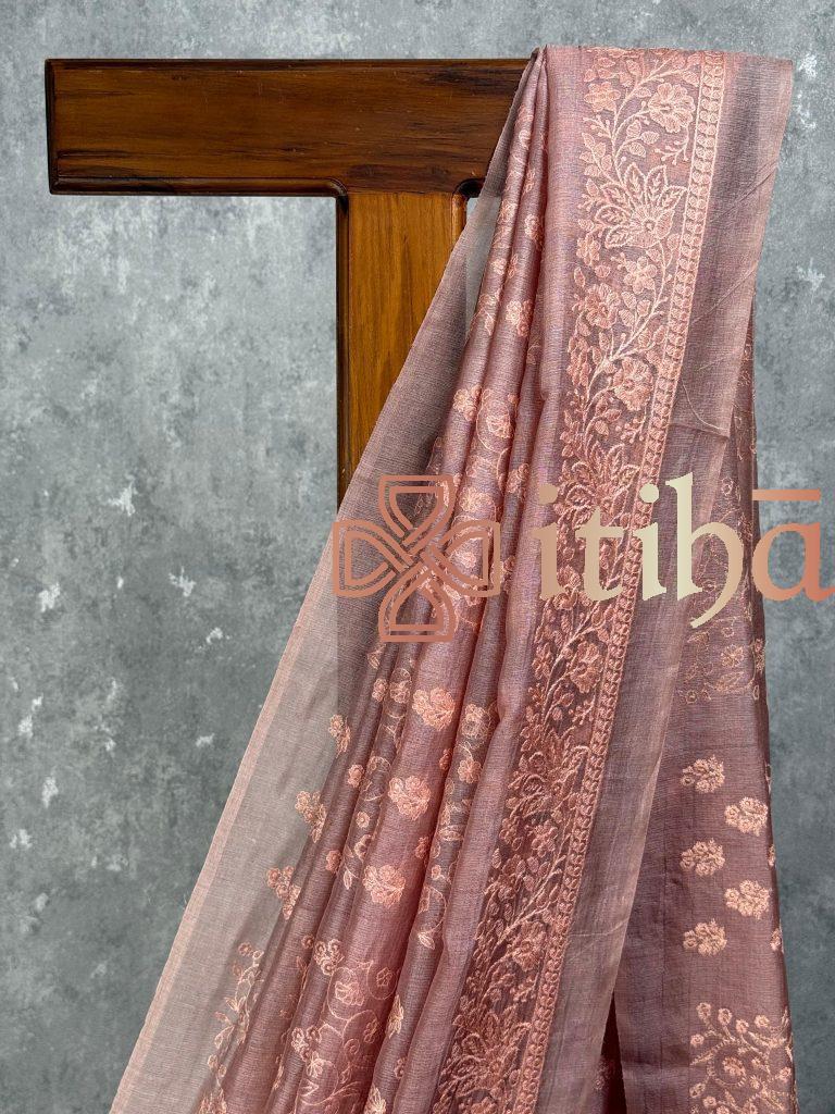 TUSSAR SILK EMBROIDERY SAREE - Image 2