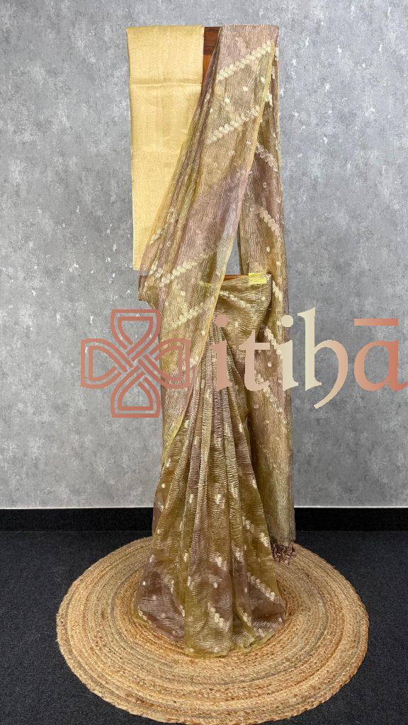 CRUSHED TISSUE ORGANZA BANARASI SAREE