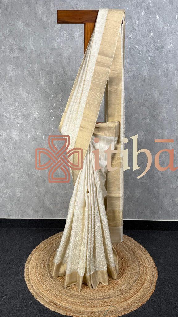 SEMI TUSSAR EMBROIDERY SAREE