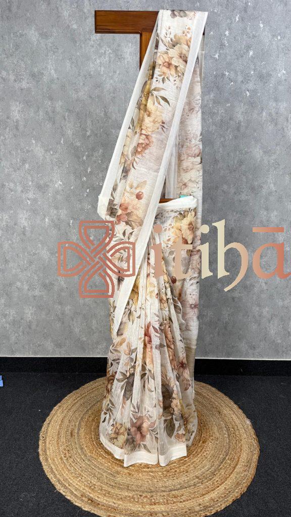 SILK LINEN PRINTED SAREE