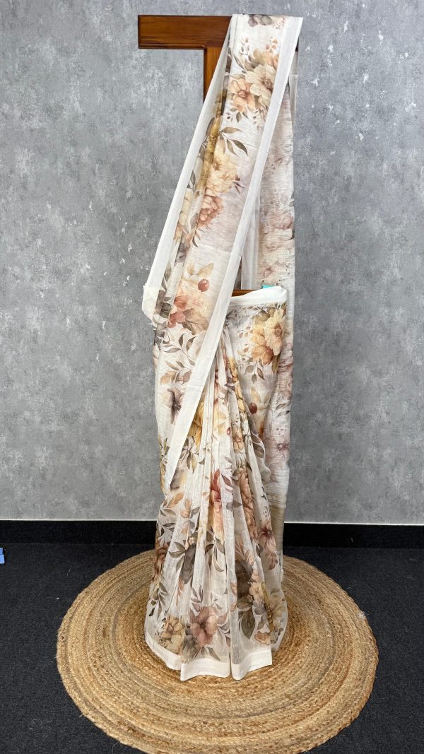 SILK LINEN PRINTED SAREE