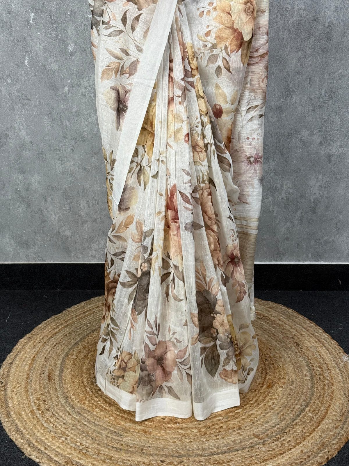 SILK LINEN PRINTED SAREE - Image 3