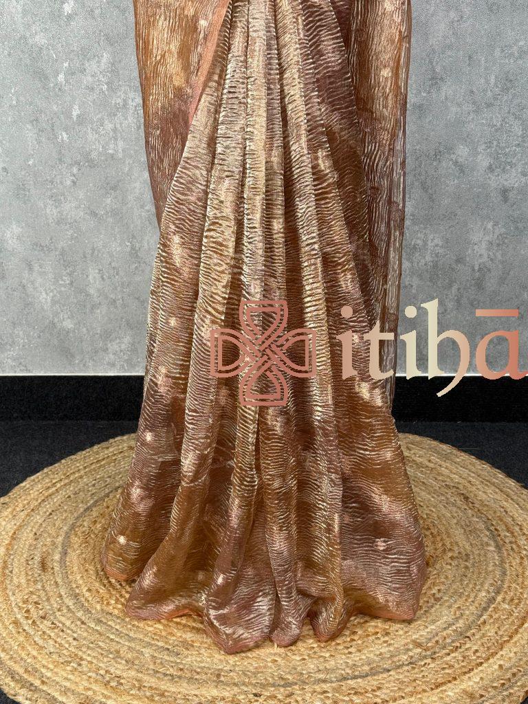 CRUSHED TISSUE ORGANZA BANARASI SAREE - Image 3