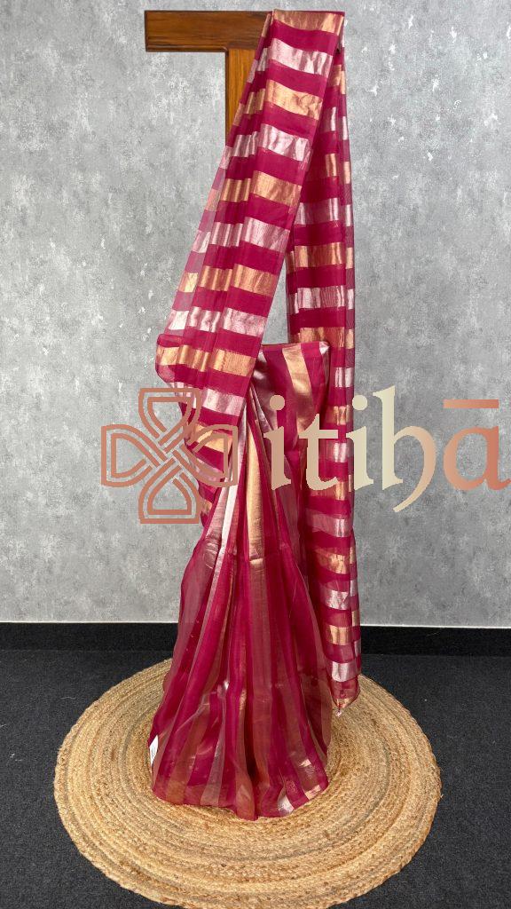 SILK ORGANZA ZARI STRIPES SAREE