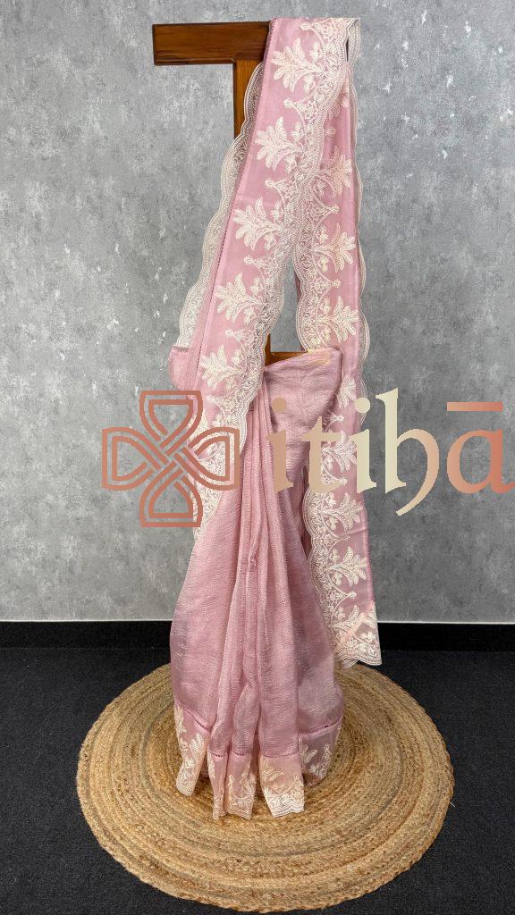 CRUSHED TISSUE SILK EMBROIDERY SAREE