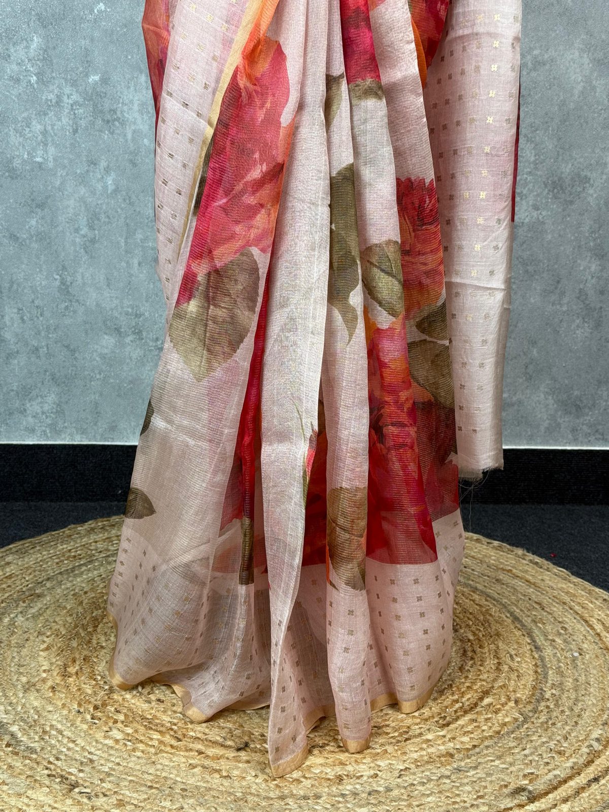 TISSUE KORA MUSLIN PRINTED SAREE - Image 3