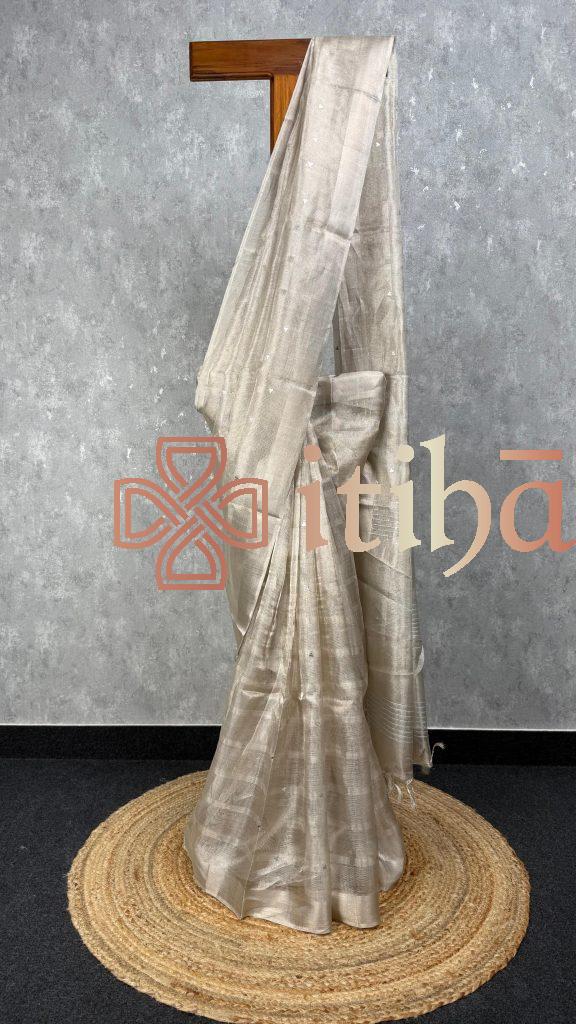 TUSSAR TISSUE EMBROIDERY SAREE