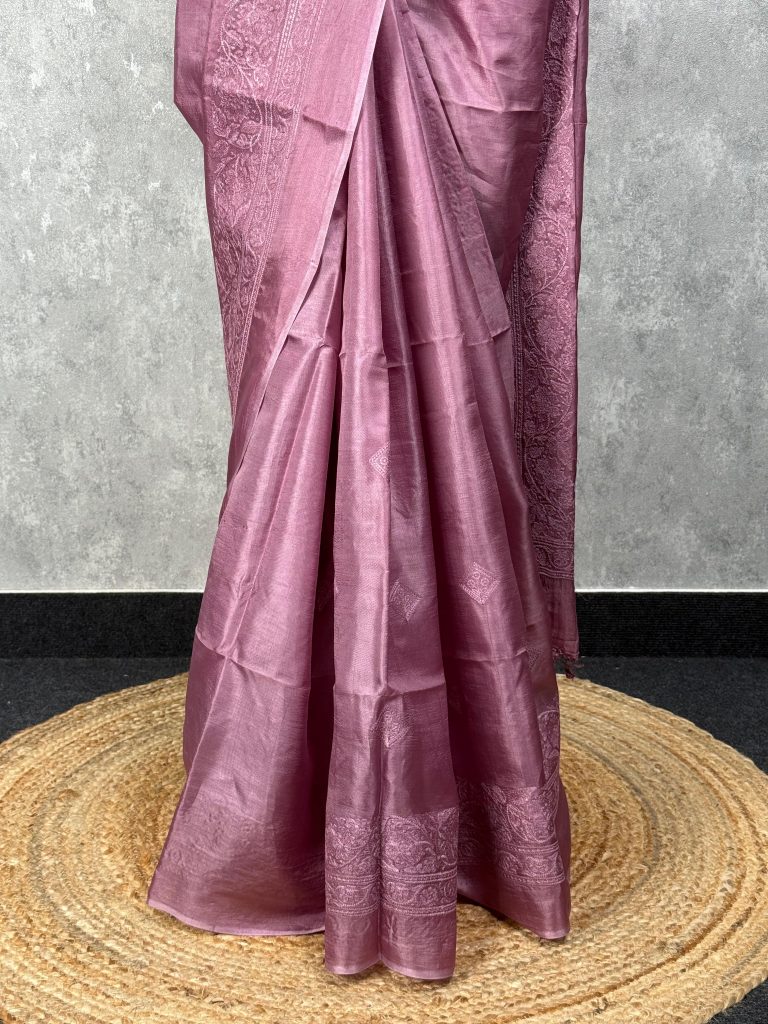 TUSSAR SILK EMBROIDERY SAREE - Image 3