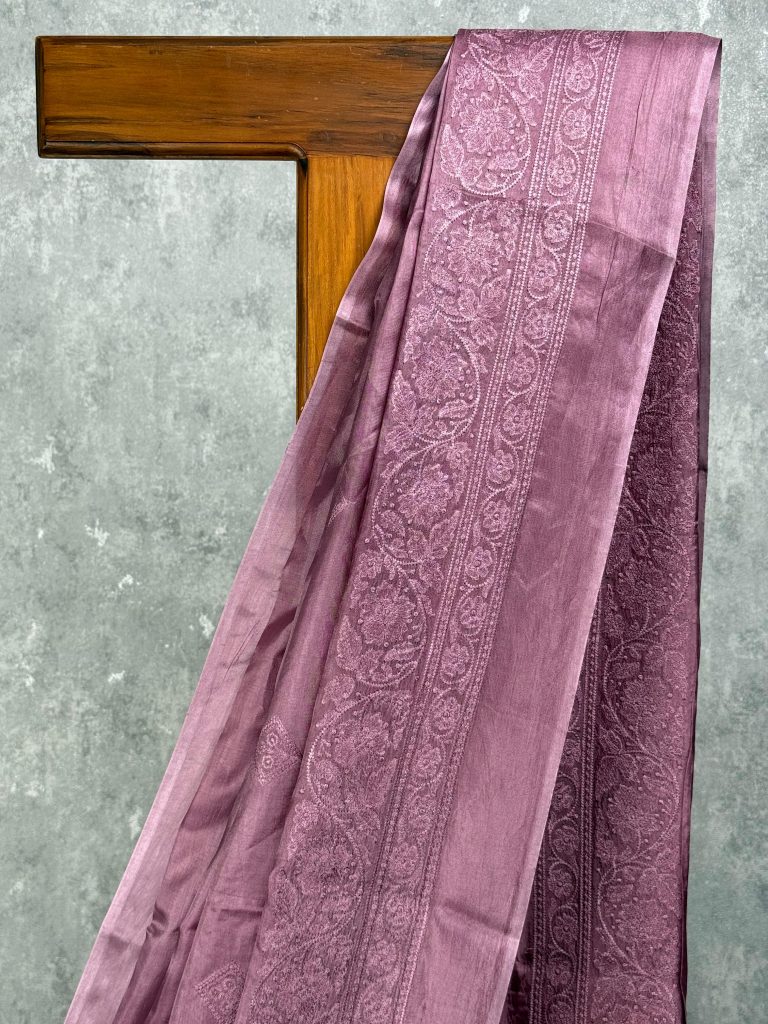 TUSSAR SILK EMBROIDERY SAREE - Image 2