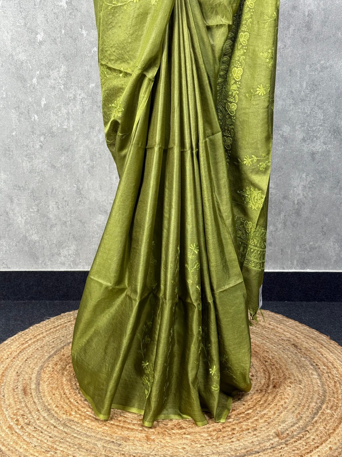 TUSSAR SILK EMBROIDERY SAREE - Image 3
