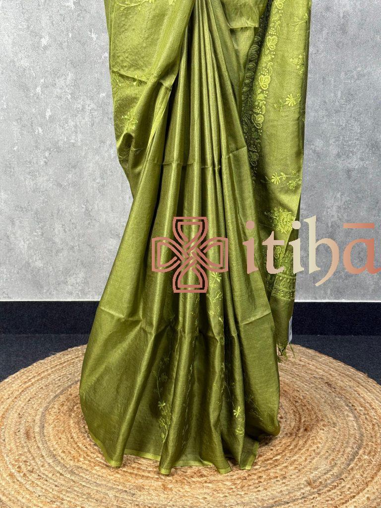 TUSSAR SILK EMBROIDERY SAREE - Image 3