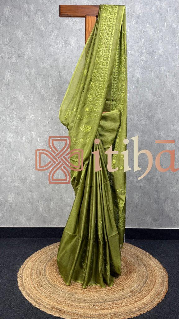 TUSSAR SILK EMBROIDERY SAREE