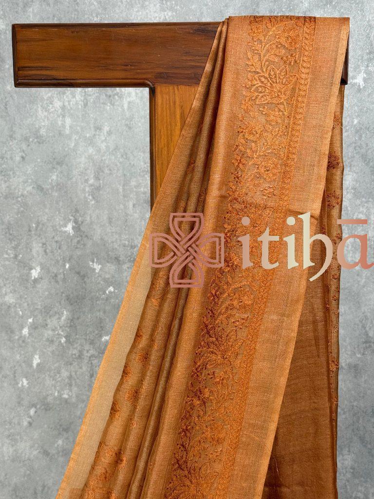 TUSSAR SILK EMBROIDERY SAREE - Image 2