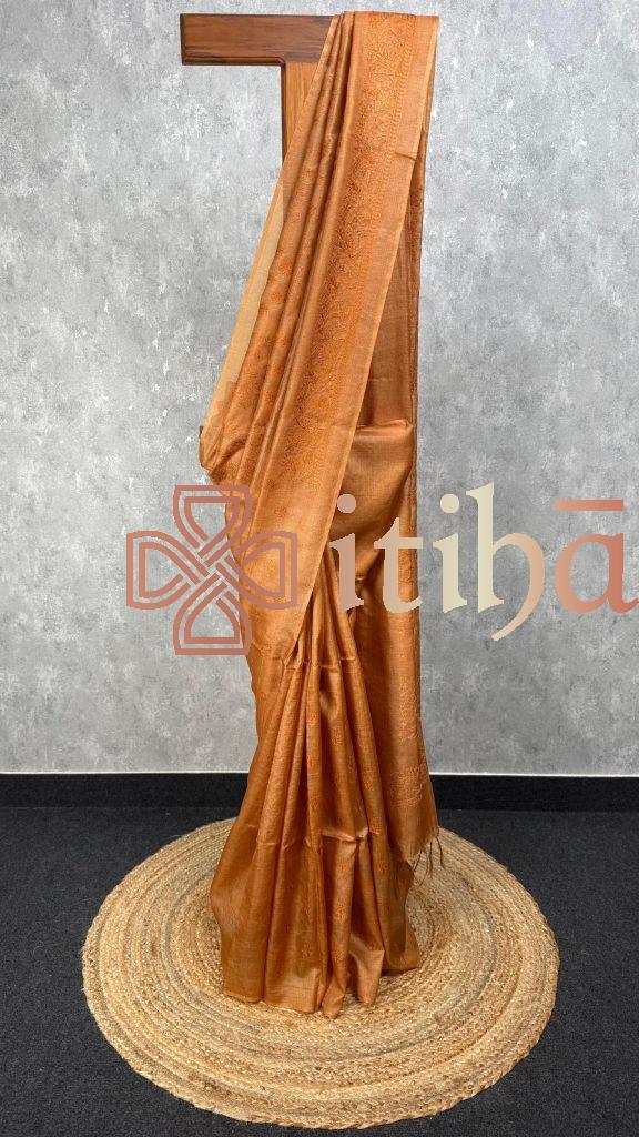 TUSSAR SILK EMBROIDERY SAREE