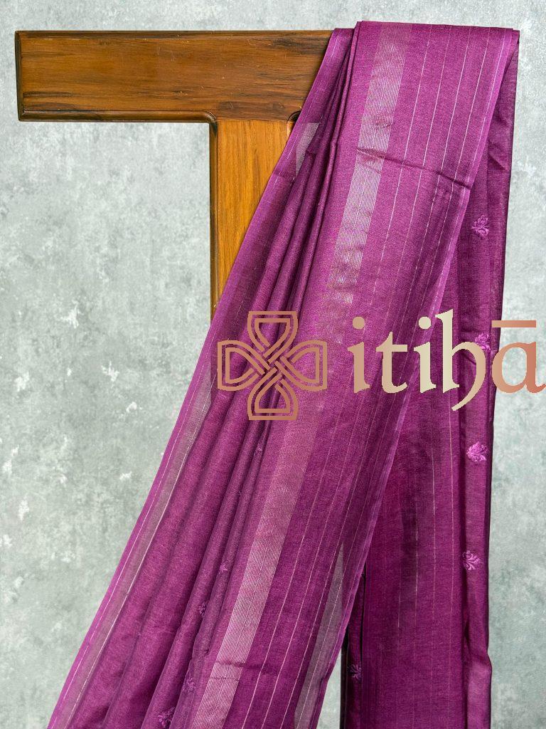 TUSSAR SILK EMBROIDERY SAREE - Image 2