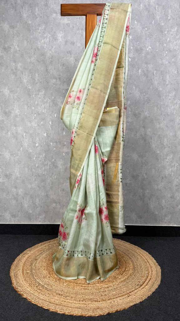 TUSSAR SILK CUTWORK EMBROIDERY SAREE