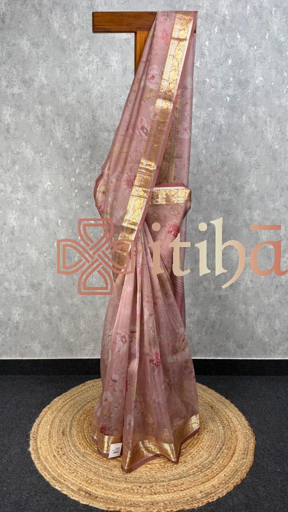 SILK ORGANZA PRINTED SAREE