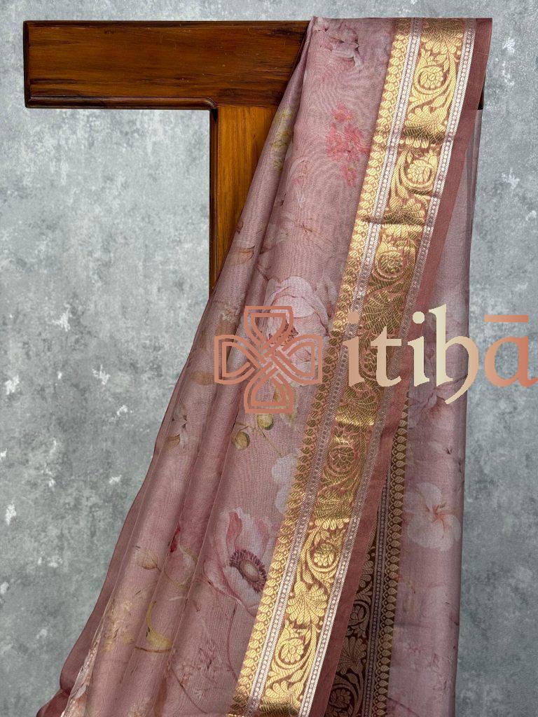 SILK ORGANZA PRINTED SAREE - Image 2