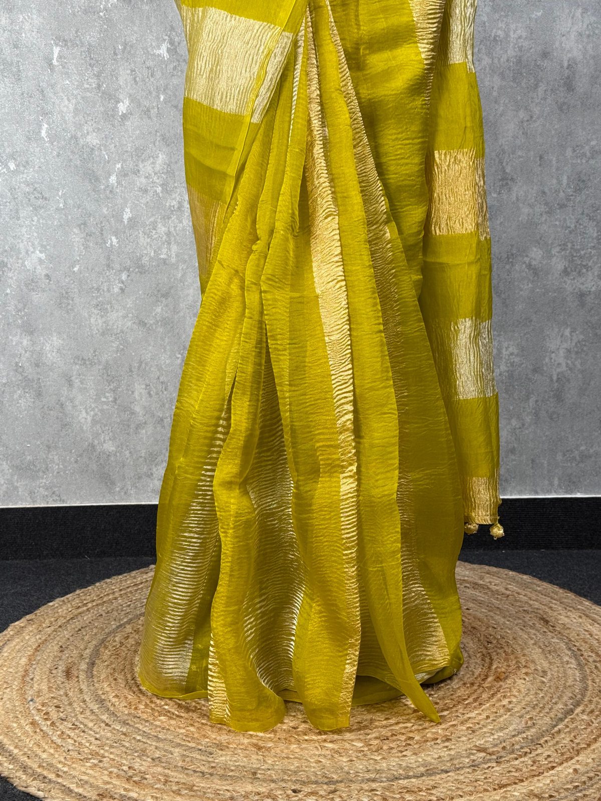 SILK ORGANZA CRUSHED ZARI SAREE - Image 3