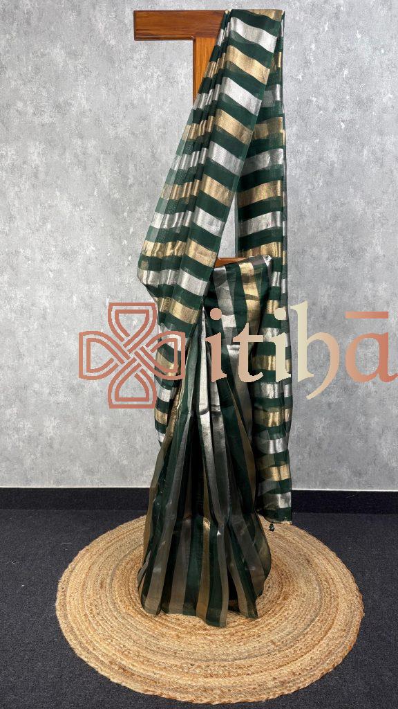 SILK ORGANZA ZARI STRIPES SAREE