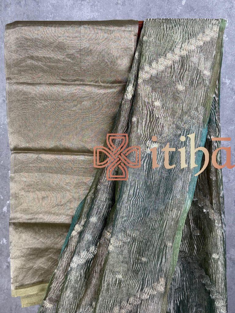CRUSHED TISSUE ORGANZA BANARASI SAREE - Image 2