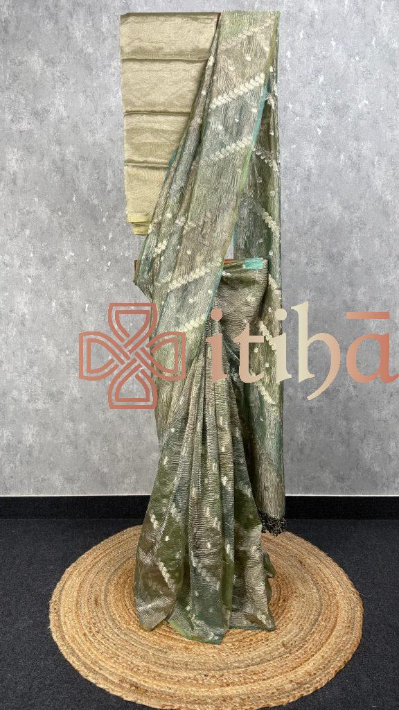 CRUSHED TISSUE ORGANZA BANARASI SAREE