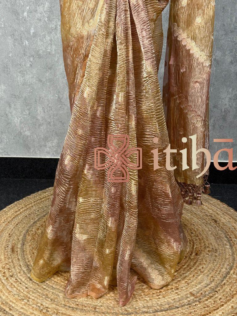 CRUSHED TISSUE ORGANZA BANARASI SAREE - Image 3