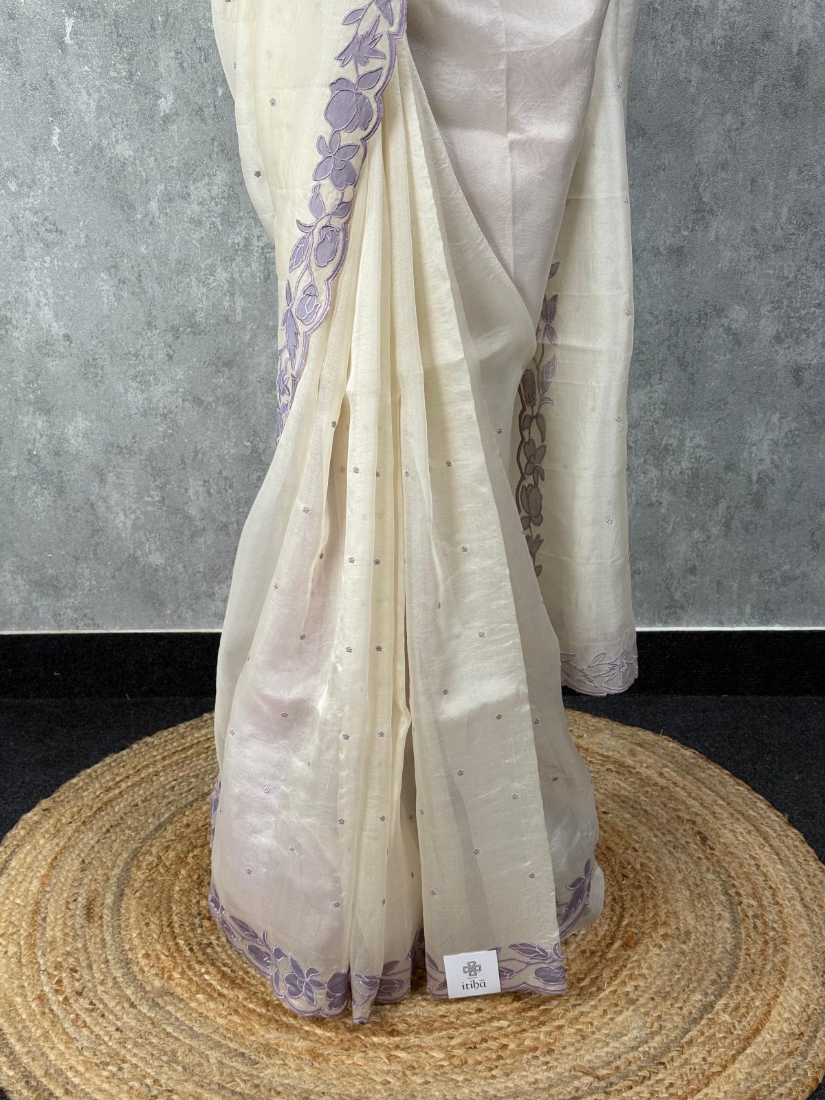 SILK ORGANZA EMBROIDERY SAREE - Image 3