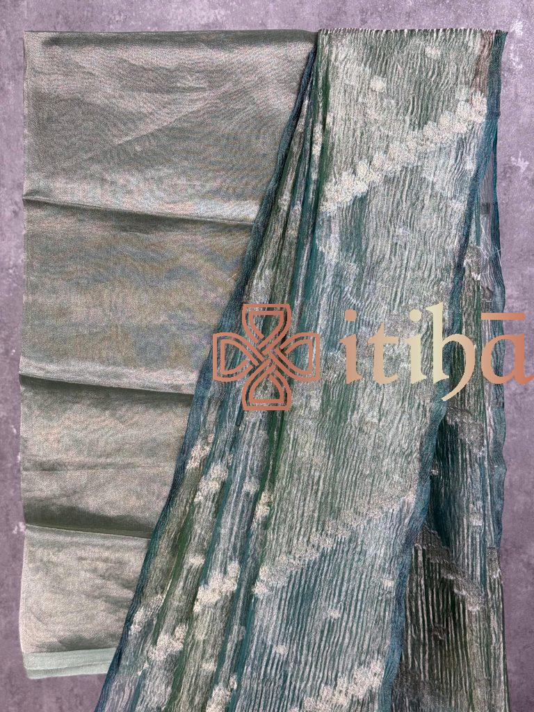 CRUSHED TISSUE ORGANZA BANARASI SAREE - Image 2