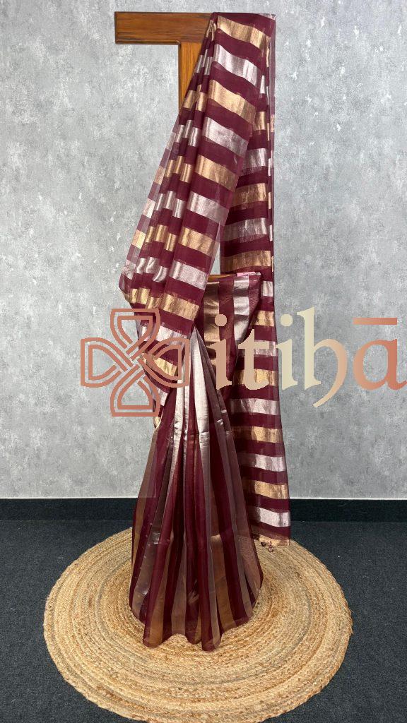 SILK ORGANZA ZARI STRIPES SAREE