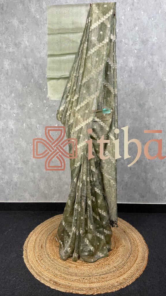 CRUSHED TISSUE ORGANZA BANARASI SAREE